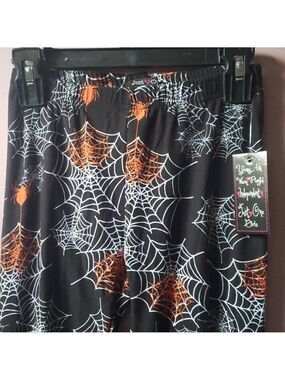 Halloween Leggings New With Tag Black Orange Spiders White Spider Webs Med 10-12